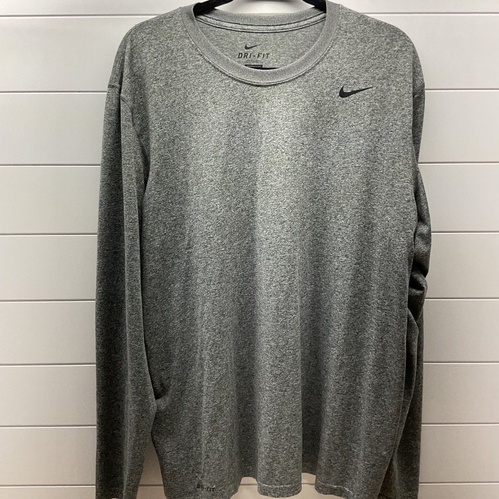 Nike Dri-FIT Mens XL Heather Grey Long Sleeve Training Shirt Activewear Top